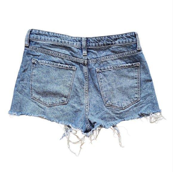 KanCan Blue Distressed High-Waisted Denim Jean Shorts Size 28 - Picture 3 of 4